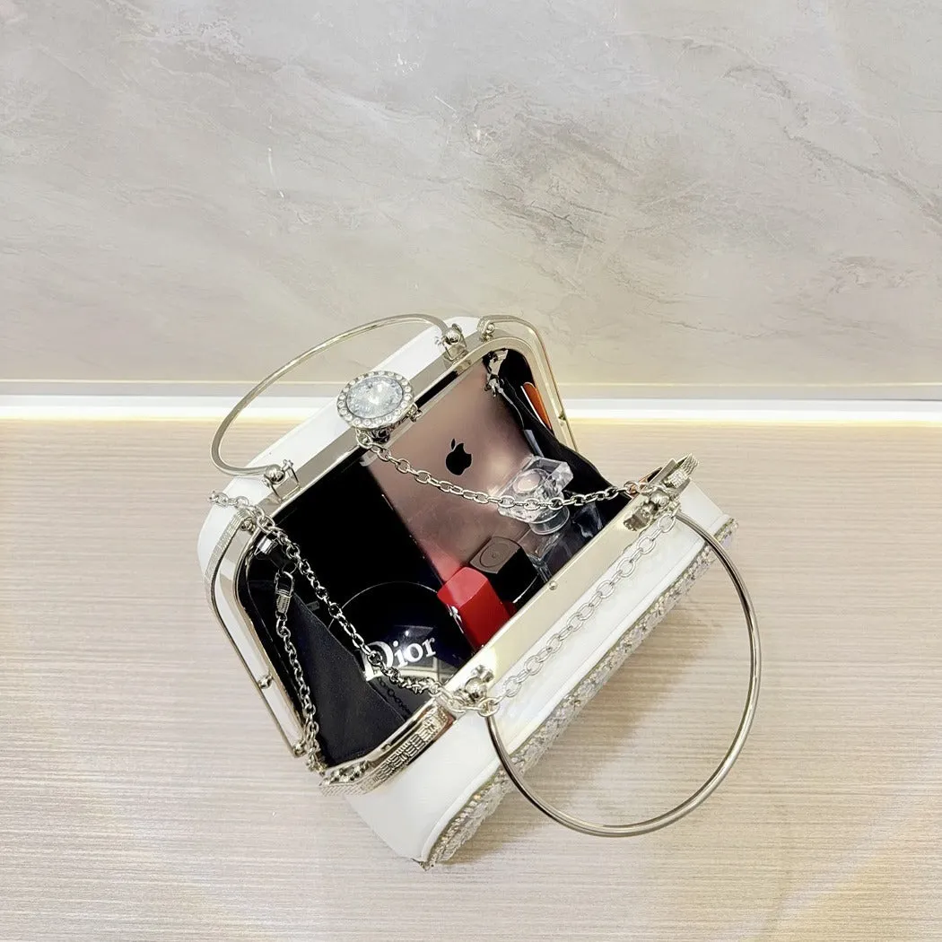 Diamond-set clutch bag Women's Party Bag Rhinestone Tote Delicate diagonal dinner bag 763988820276 sold by Cocomelody product image thumbnail 5
