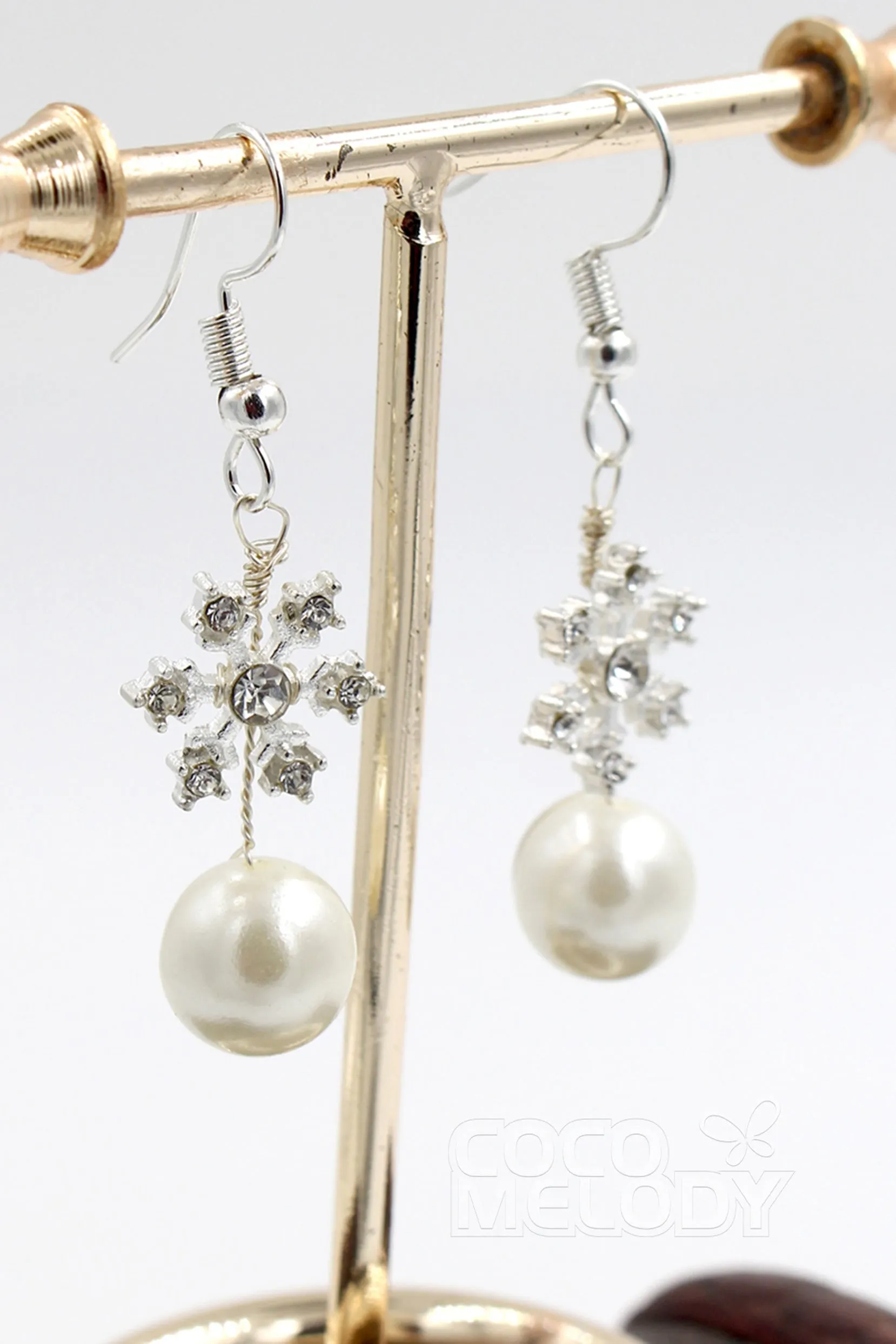 Alloy Wedding Earrings with Imitation Pearl CE0048 sold by Cocomelody product image thumbnail 2