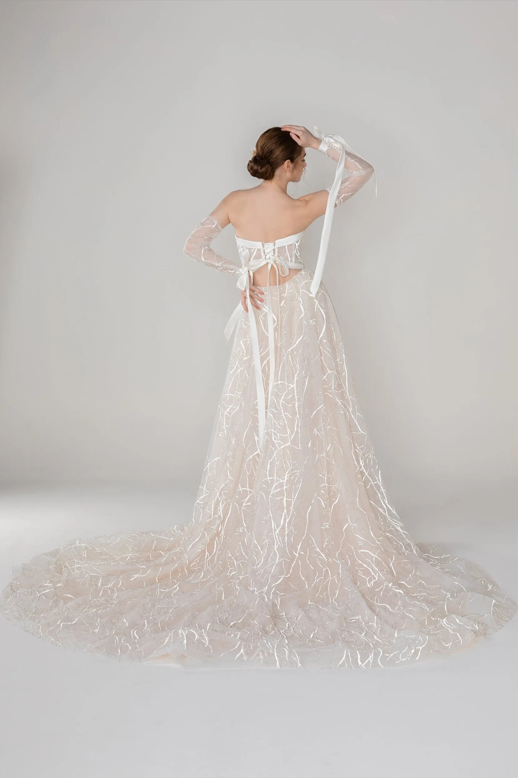 A-Line Court Train Lace Wedding Dress CW2494 sold by Cocomelody product image thumbnail 2