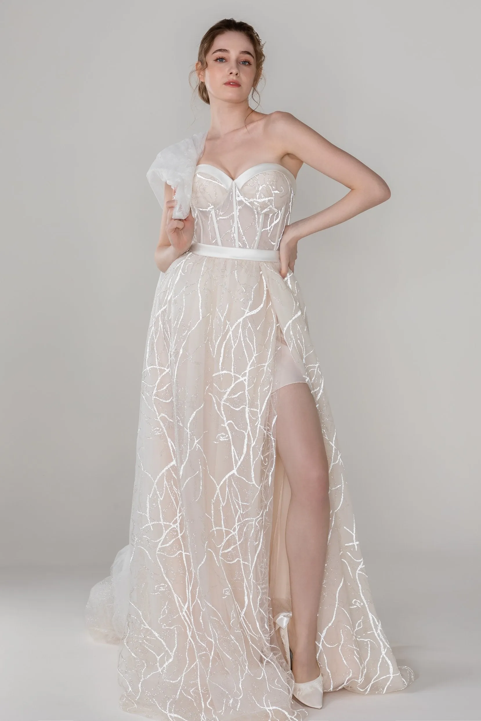 A-Line Court Train Lace Wedding Dress CW2494 sold by Cocomelody product image thumbnail 3