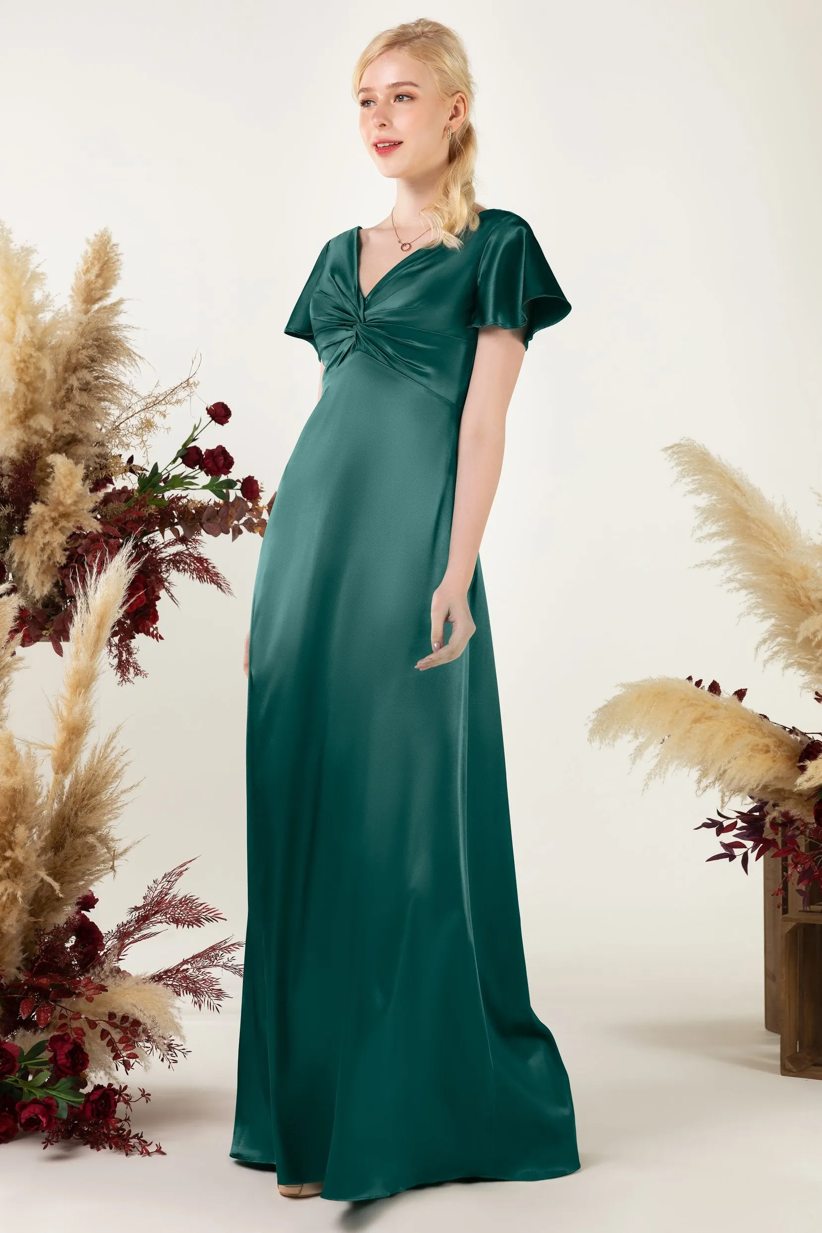 Sheath Sweep Acetate Satin Bridesmaid Dress Formal Dresses CB0504 sold by Cocomelody product image thumbnail 3