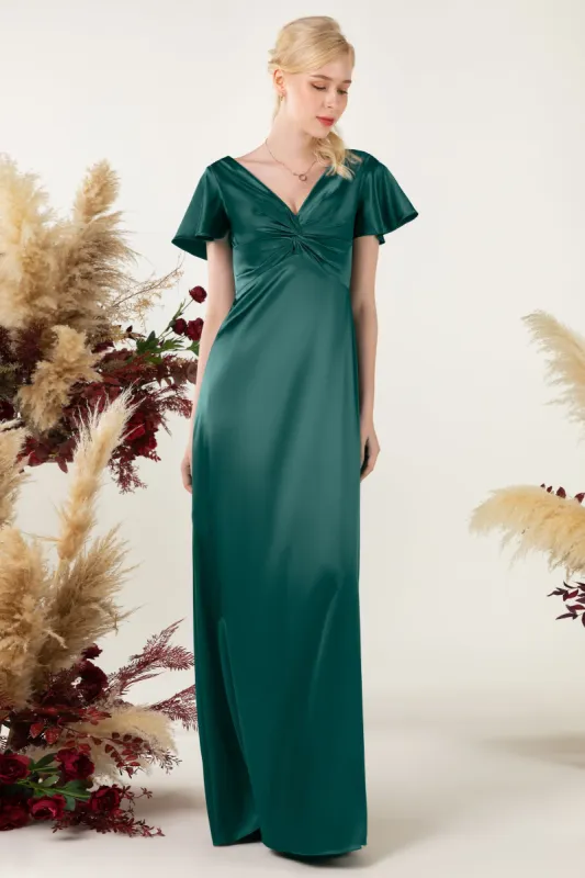 Sheath Sweep Luxe Satin Bridesmaid Dress Formal Dresses CB0504 sold by Cocomelody