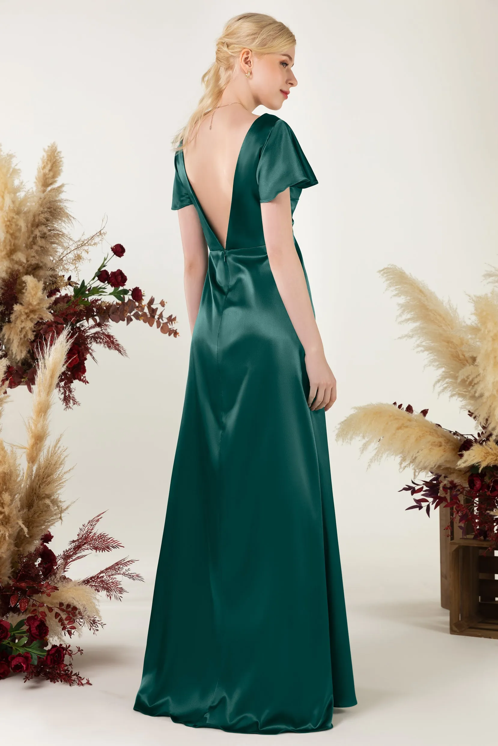 Sheath Sweep Acetate Satin Bridesmaid Dress Formal Dresses CB0504 sold by Cocomelody product image thumbnail 4