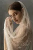Elegant One-tier Cut Edge Tulle Chapel Veils Pearls CV0199 sold by Cocomelody