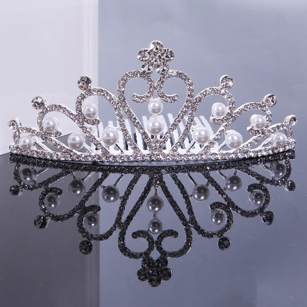 Bride's hair tiara Bride's little tiara with comb rhinestone pearl tiara 651428713487 sold by Cocomelody product image thumbnail 3