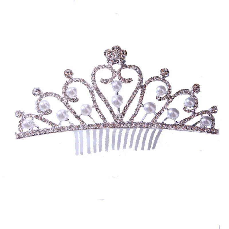 Bride's hair tiara Bride's little tiara with comb rhinestone pearl tiara 651428713487 sold by Cocomelody