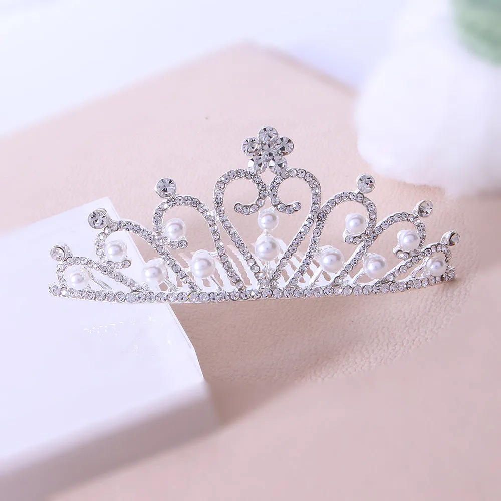 Bride's hair tiara Bride's little tiara with comb rhinestone pearl tiara 651428713487 sold by Cocomelody product image thumbnail 2