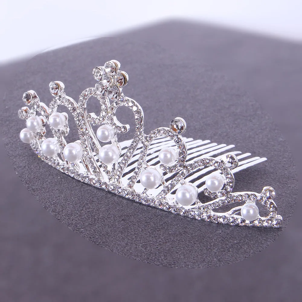 Bride's hair tiara Bride's little tiara with comb rhinestone pearl tiara 651428713487 sold by Cocomelody product image thumbnail 5