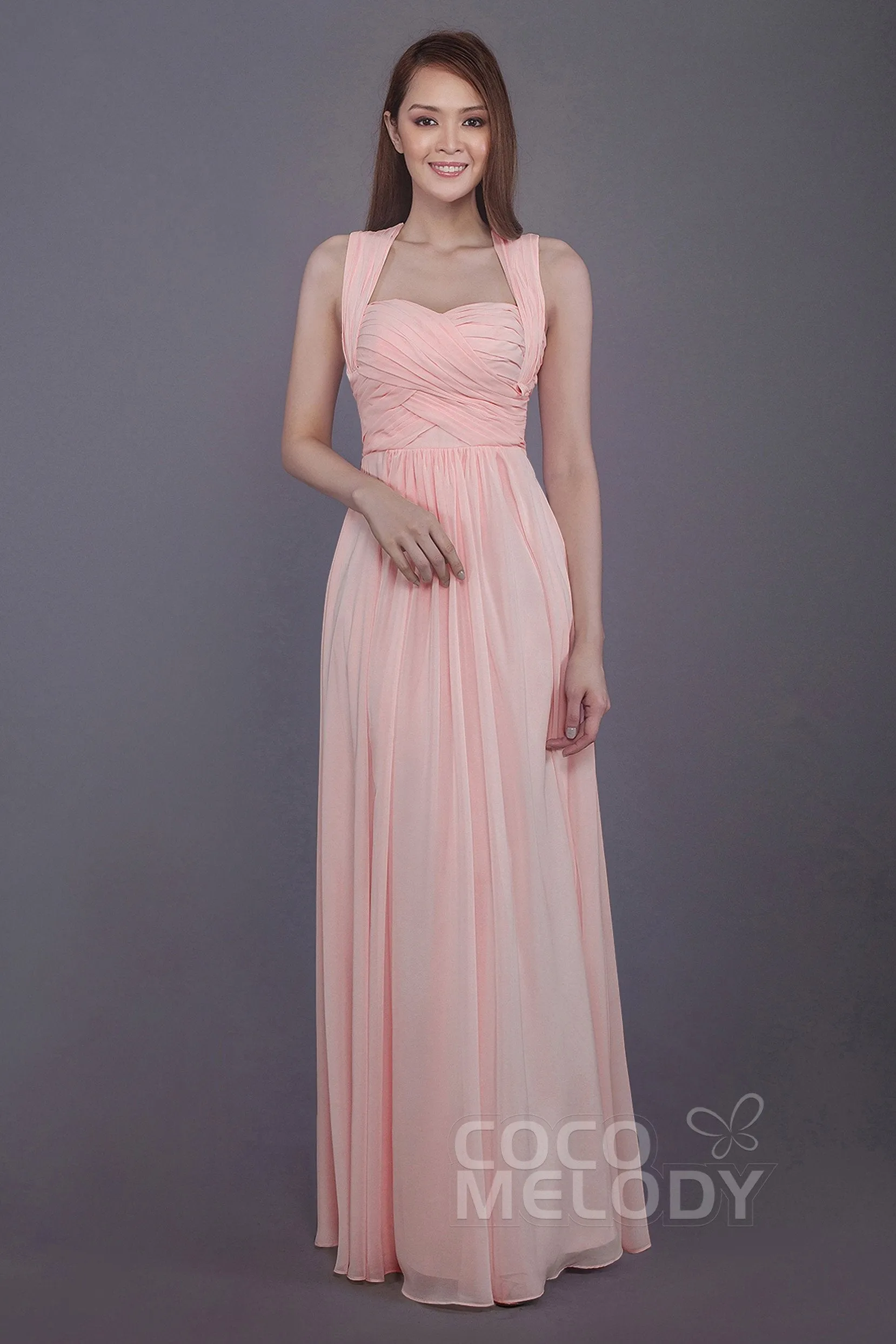 Sheath-Column Floor Length Chiffon Bridesmaid Dress PR3585 sold by Cocomelody