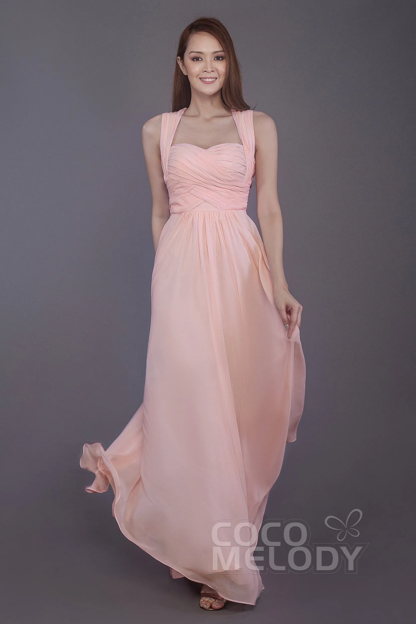 Sheath-Column Floor Length Chiffon Bridesmaid Dress PR3585 sold by Cocomelody product image thumbnail 3