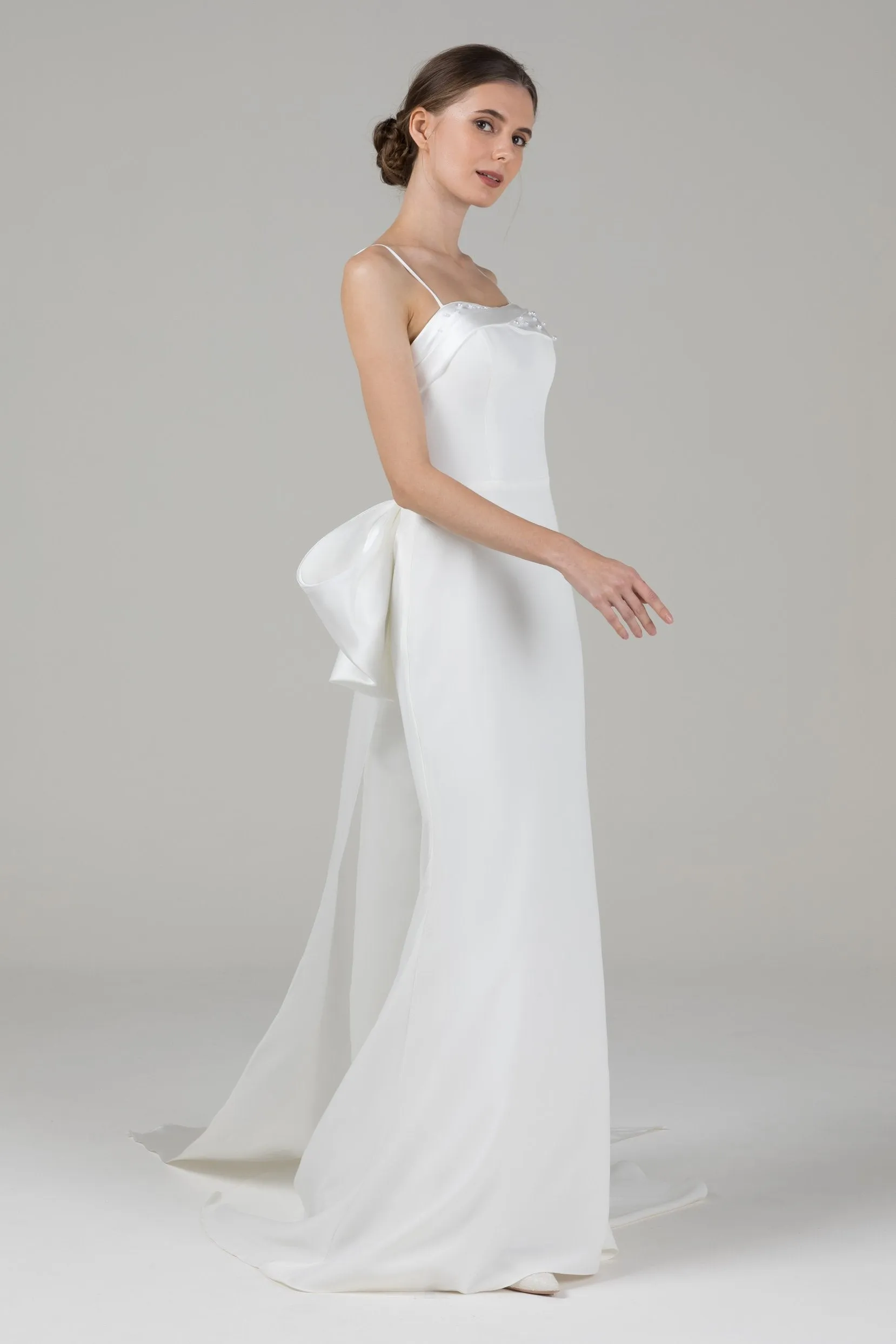 Trumpet Court Train Elastic Cloth Wedding Dress CW2573 sold by Cocomelody product image thumbnail 3
