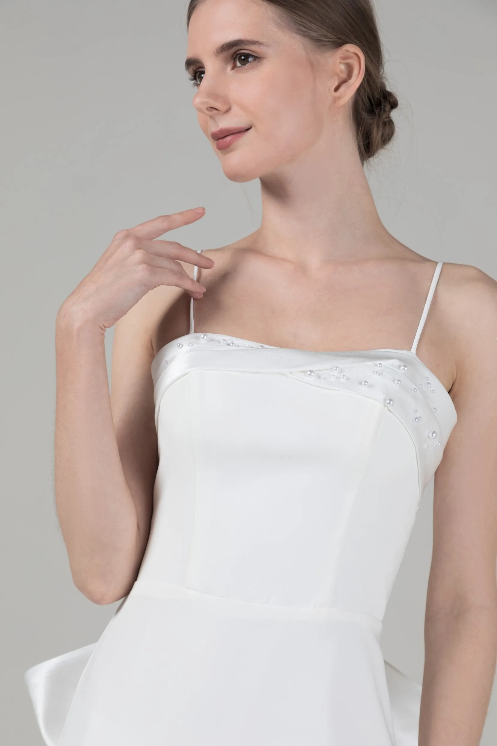 Trumpet Court Train Elastic Cloth Wedding Dress CW2573 sold by Cocomelody product image thumbnail 5