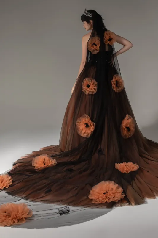 One-tier Cut Edge Tulle Chapel Veils with Appliques Beading CV0275 sold by Cocomelody