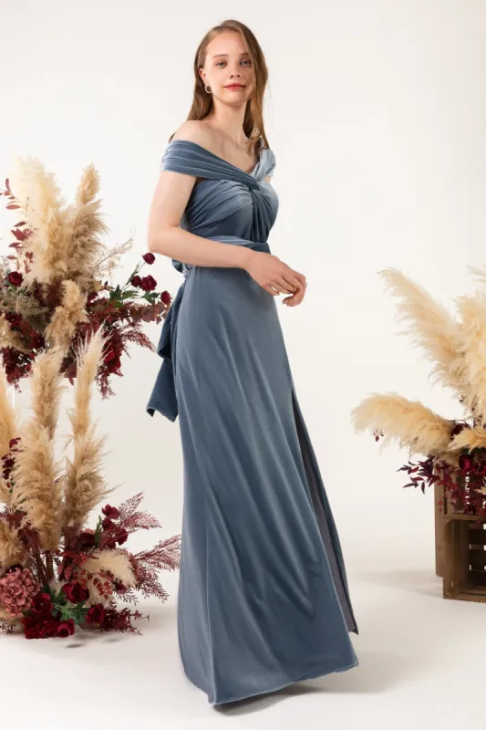 Sheath-Column Floor Length Velvet Bridesmaid Dress Formal Dresses CB0529 sold by Cocomelody