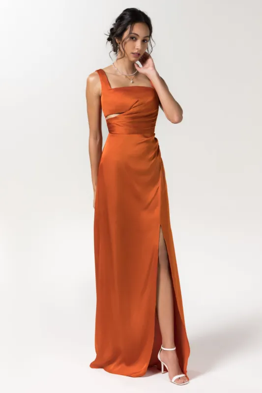 Sheath Floor Length Luxe Satin Bridesmaid Dress Formal Dresses CB0590 sold by Cocomelody