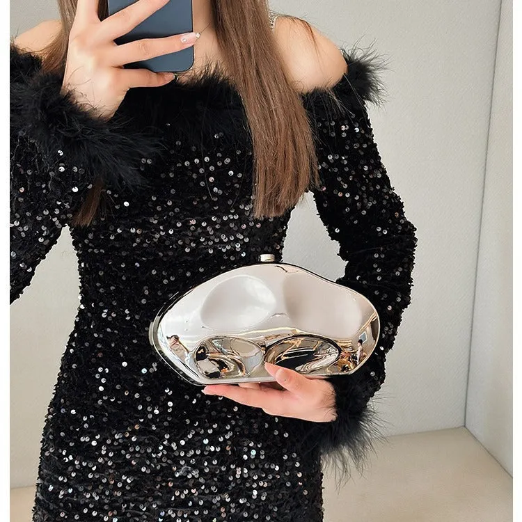 Niche design metal acrylic bag shaped stone hand bag banquet fashion exquisite small bag 799845346236 sold by Cocomelody product image thumbnail 3