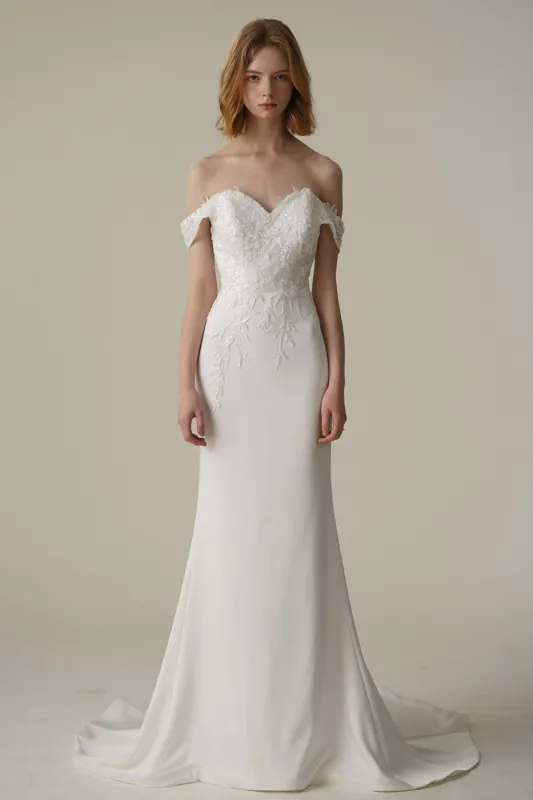 Mermaid Sweep-Brush Train Satin Lace Wedding Dress CW3087 sold by Cocomelody