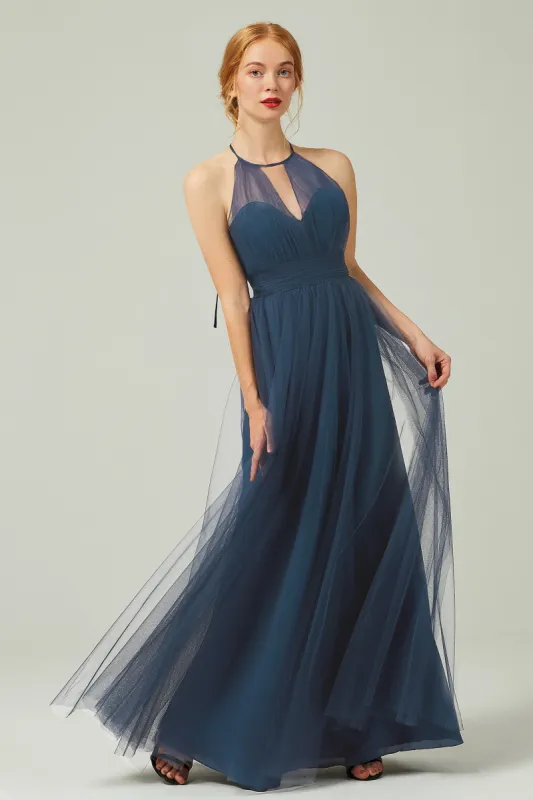 A-Line Floor Length Tulle Bridesmaid Dress CB0334 sold by Cocomelody