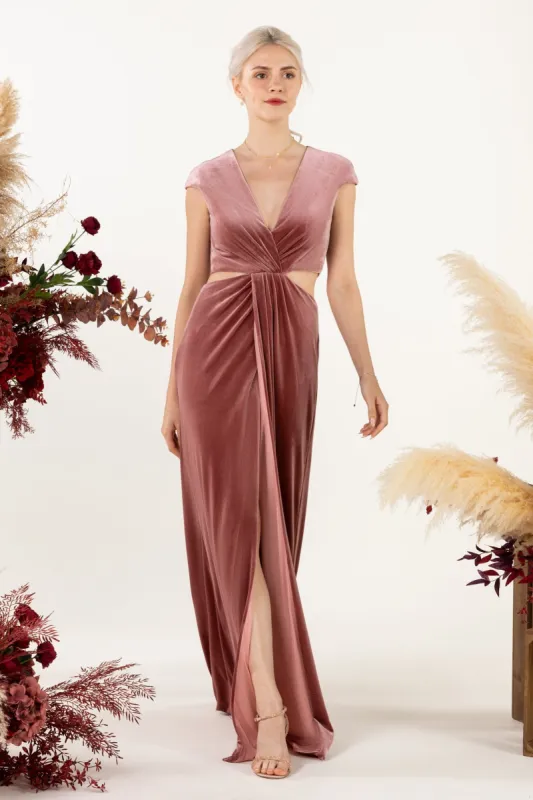 Sheath Sweep-Brush Train Velvet Bridesmaid Dress Formal Dresses CB0527 sold by Cocomelody