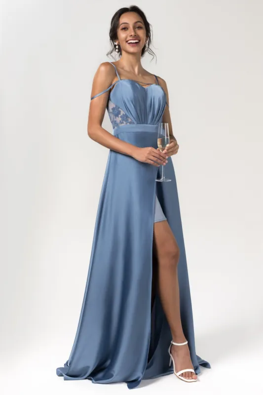 A-Line Floor Length Luxe Satin Bridesmaid Dress Formal Dresses CB0588 sold by Cocomelody