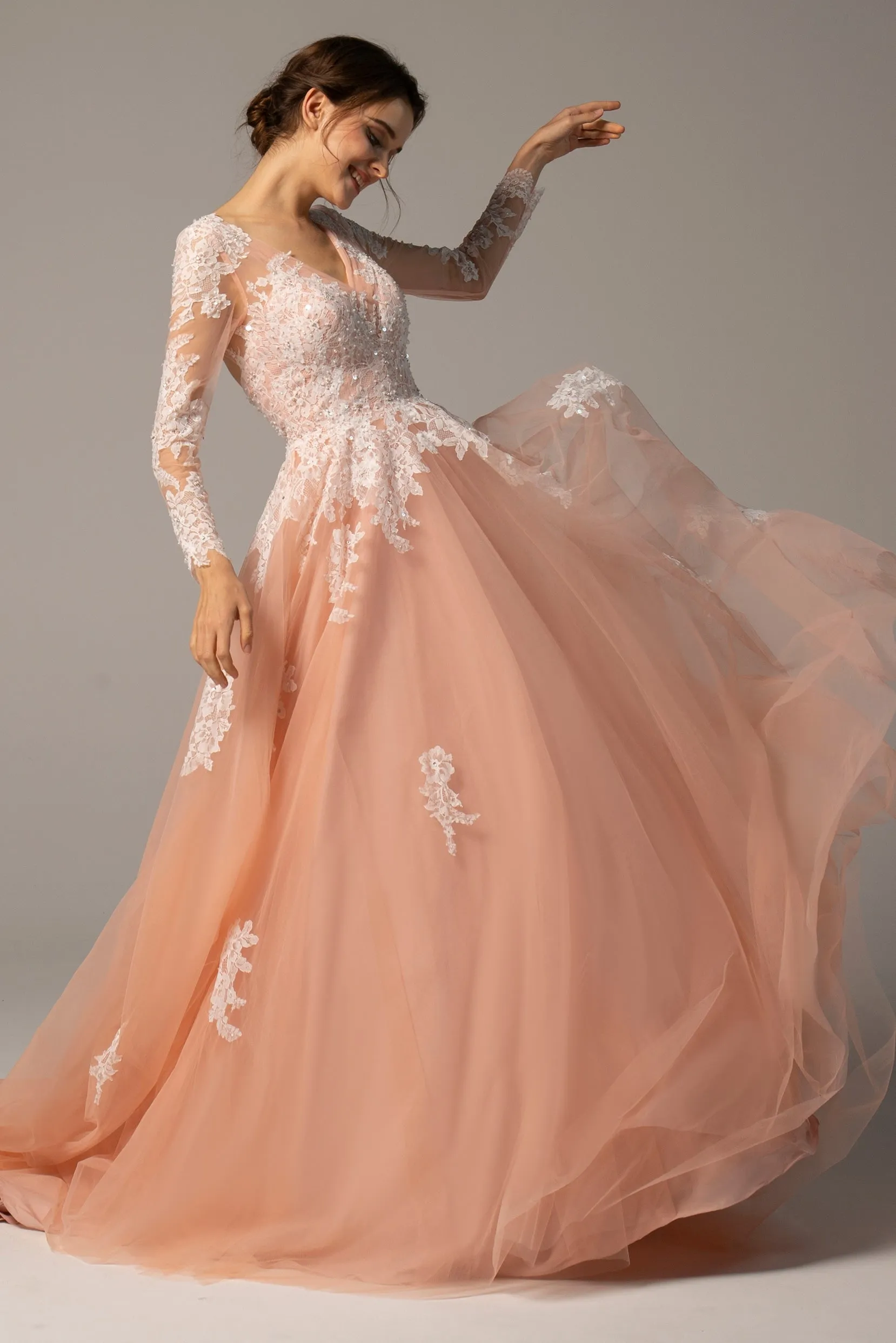 A-Line Court Train Tulle Wedding Dress CW2337 sold by Cocomelody product image thumbnail 4