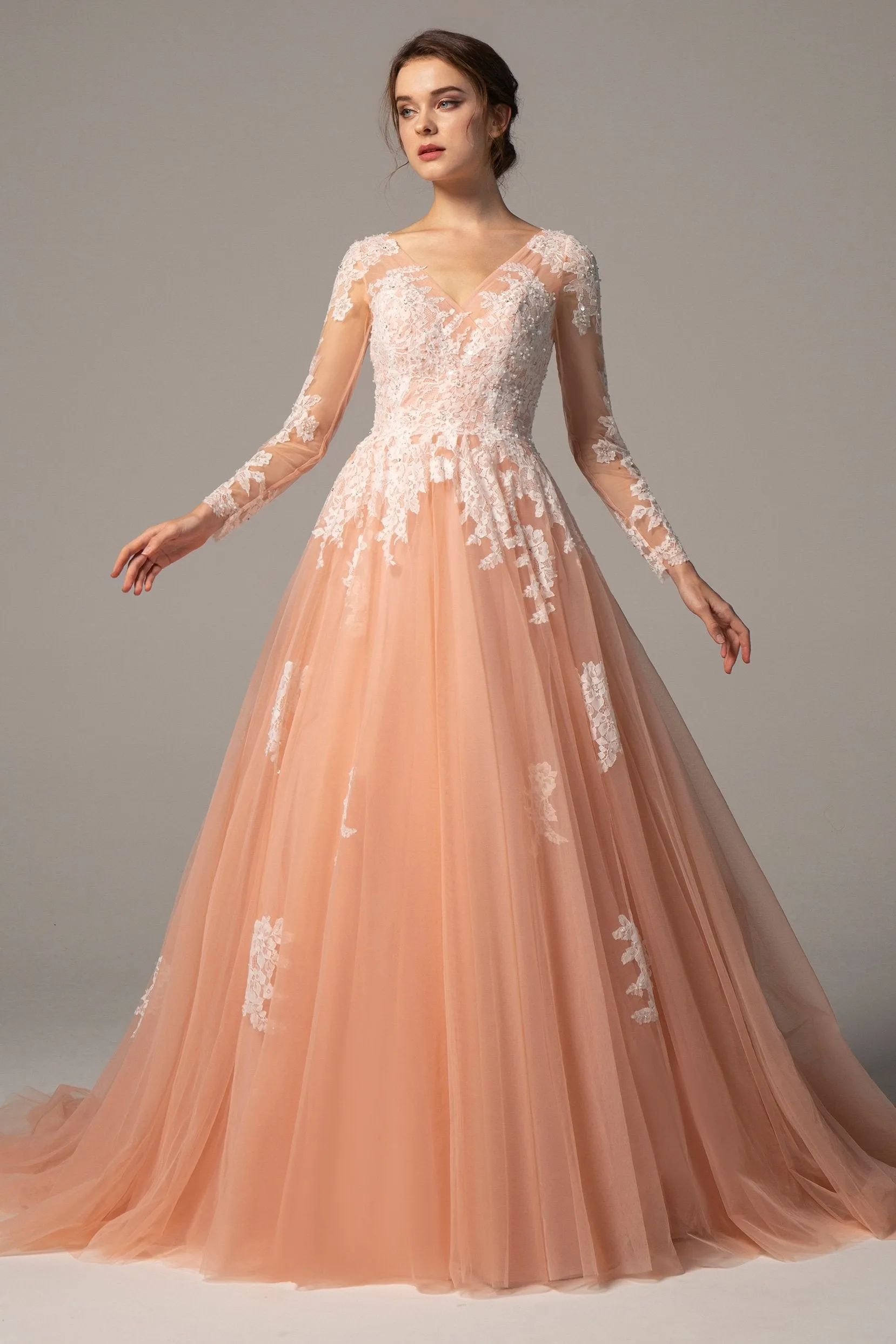 A-Line Court Train Tulle Wedding Dress CW2337 sold by Cocomelody