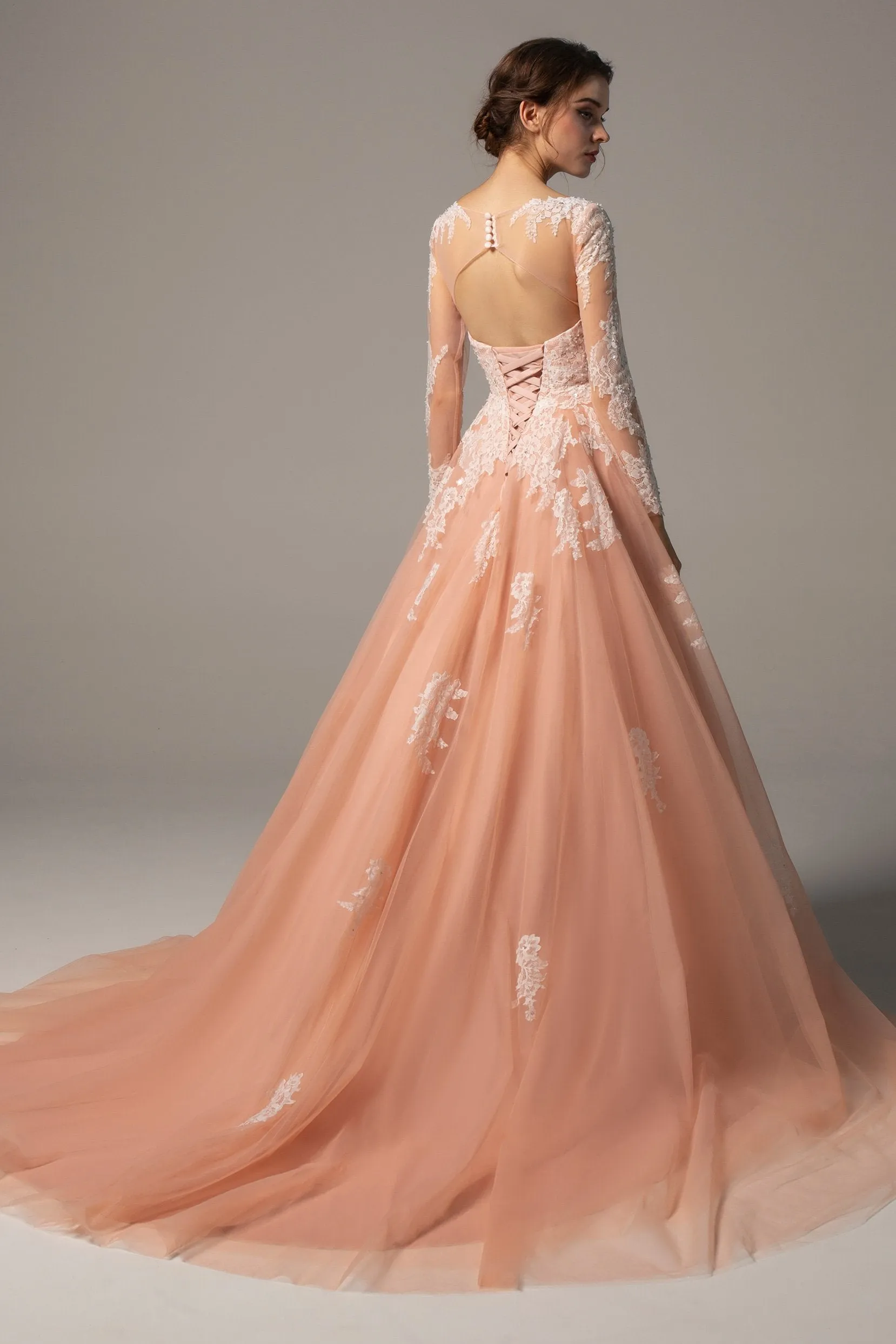 A-Line Court Train Tulle Wedding Dress CW2337 sold by Cocomelody product image thumbnail 2