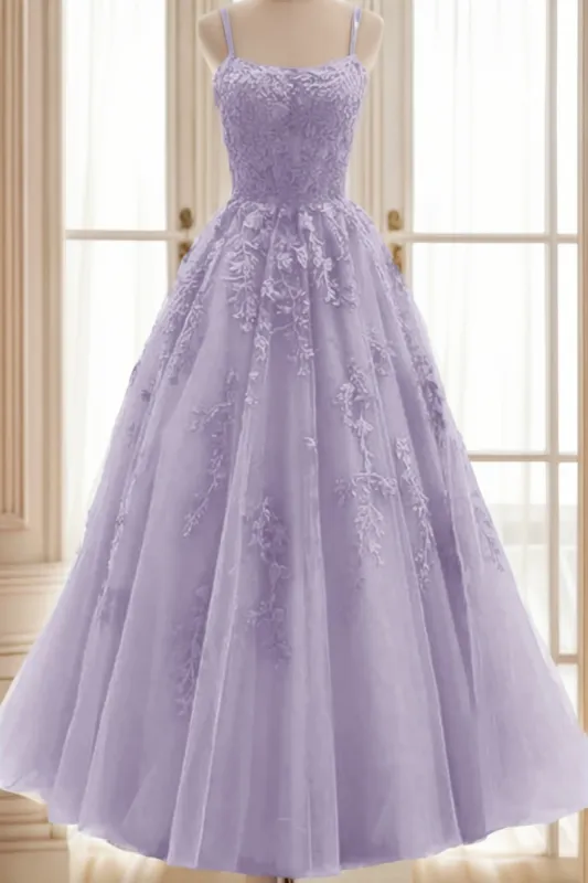 A-Line Sweep-Brush Train Tulle Prom Dress CS0403 sold by Cocomelody