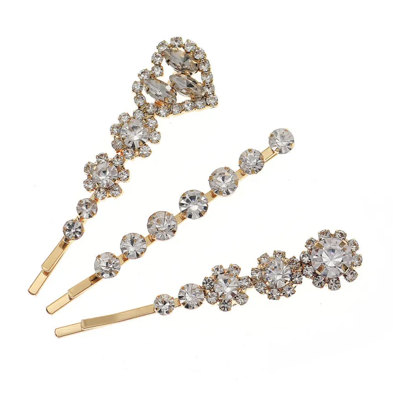 Hot fashion sweet diamond hair clip one word clip metal hair clip 656932865216 sold by Cocomelody