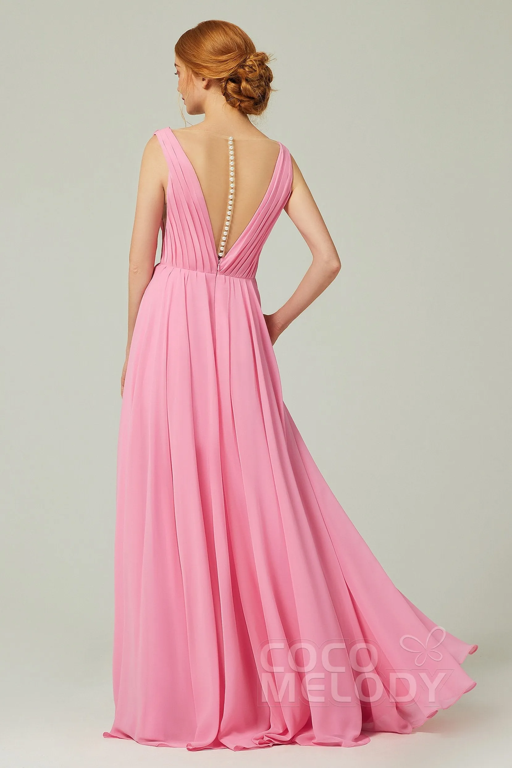 A-Line Floor Length Chiffon Bridesmaid Dress CB0245 sold by Cocomelody product image thumbnail 2