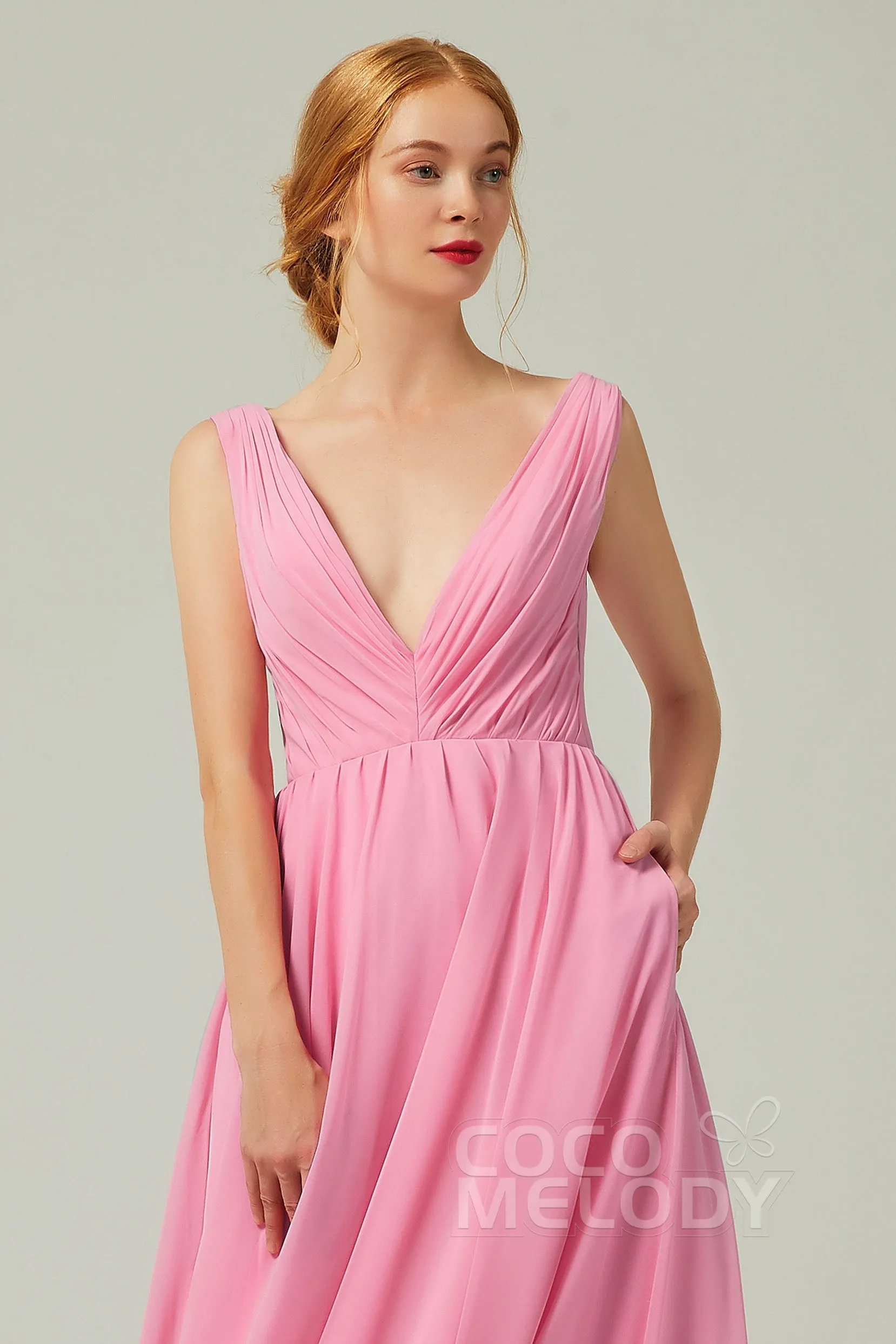 A-Line Floor Length Chiffon Bridesmaid Dress CB0245 sold by Cocomelody product image thumbnail 4