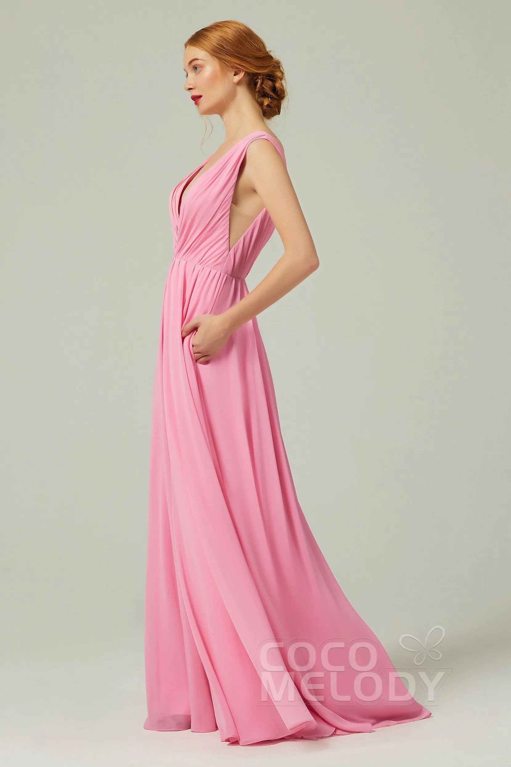 A-Line Floor Length Chiffon Bridesmaid Dress CB0245 sold by Cocomelody product image thumbnail 3