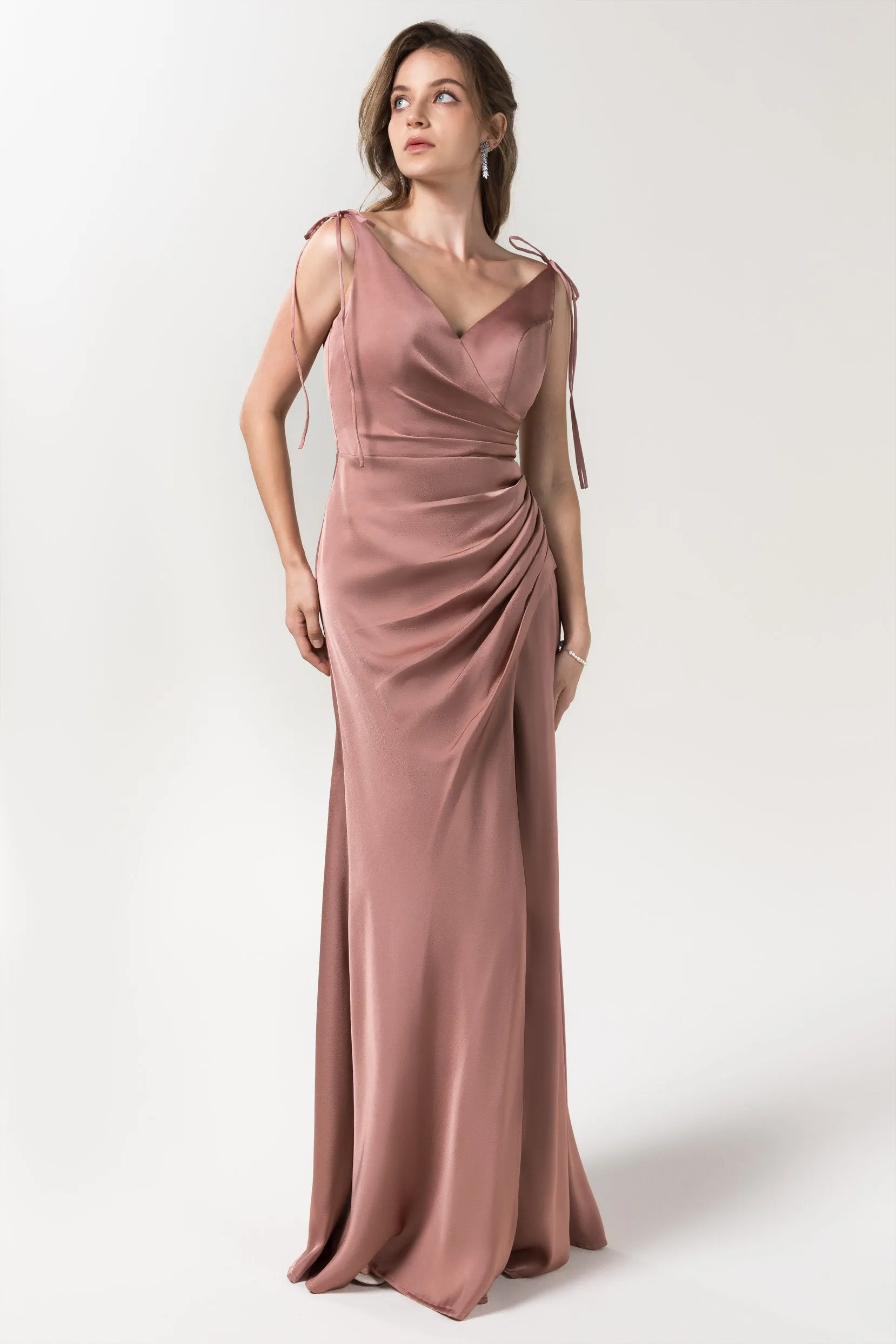 Sheath Floor Length Luxe Satin Bridesmaid Dress Formal Dresses CB0585 sold by Cocomelody product image thumbnail 3