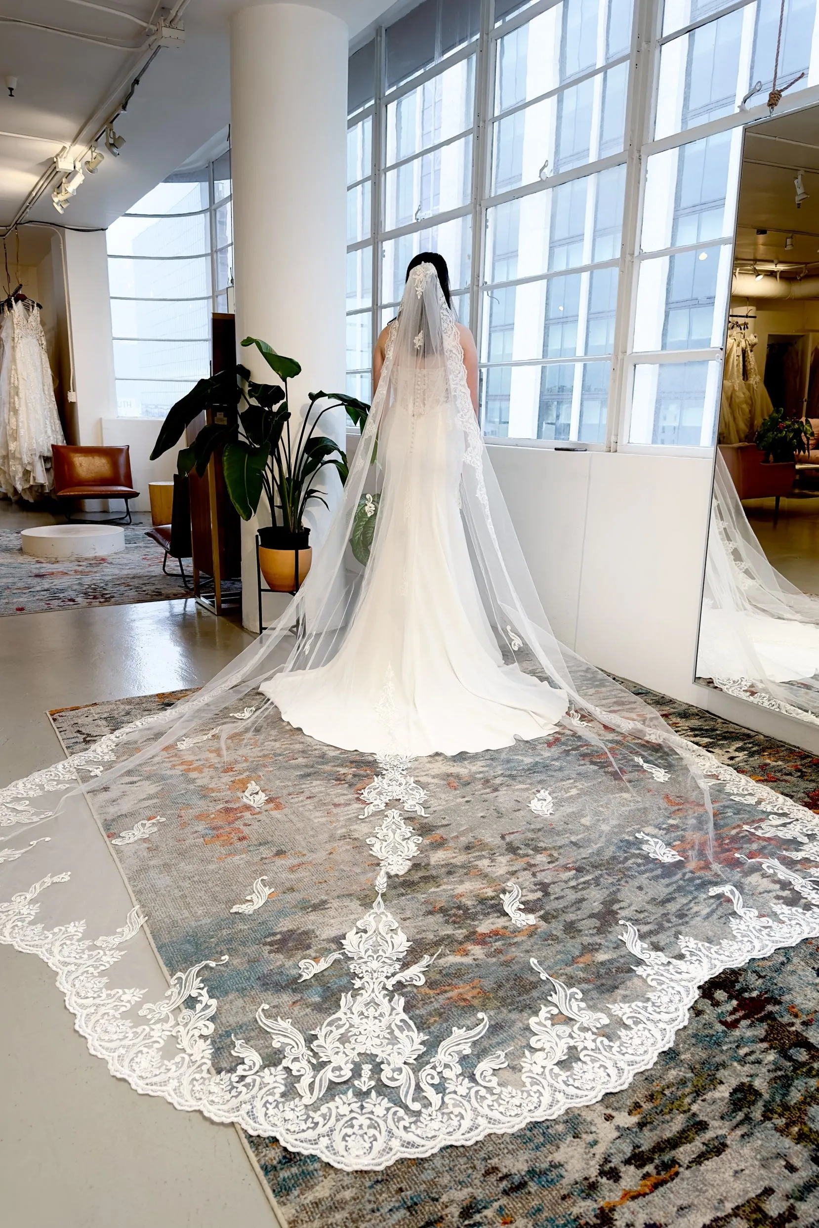 One-tier Lace Edge Tulle Cathedral Veils with Appliques CV0332 sold by Cocomelody