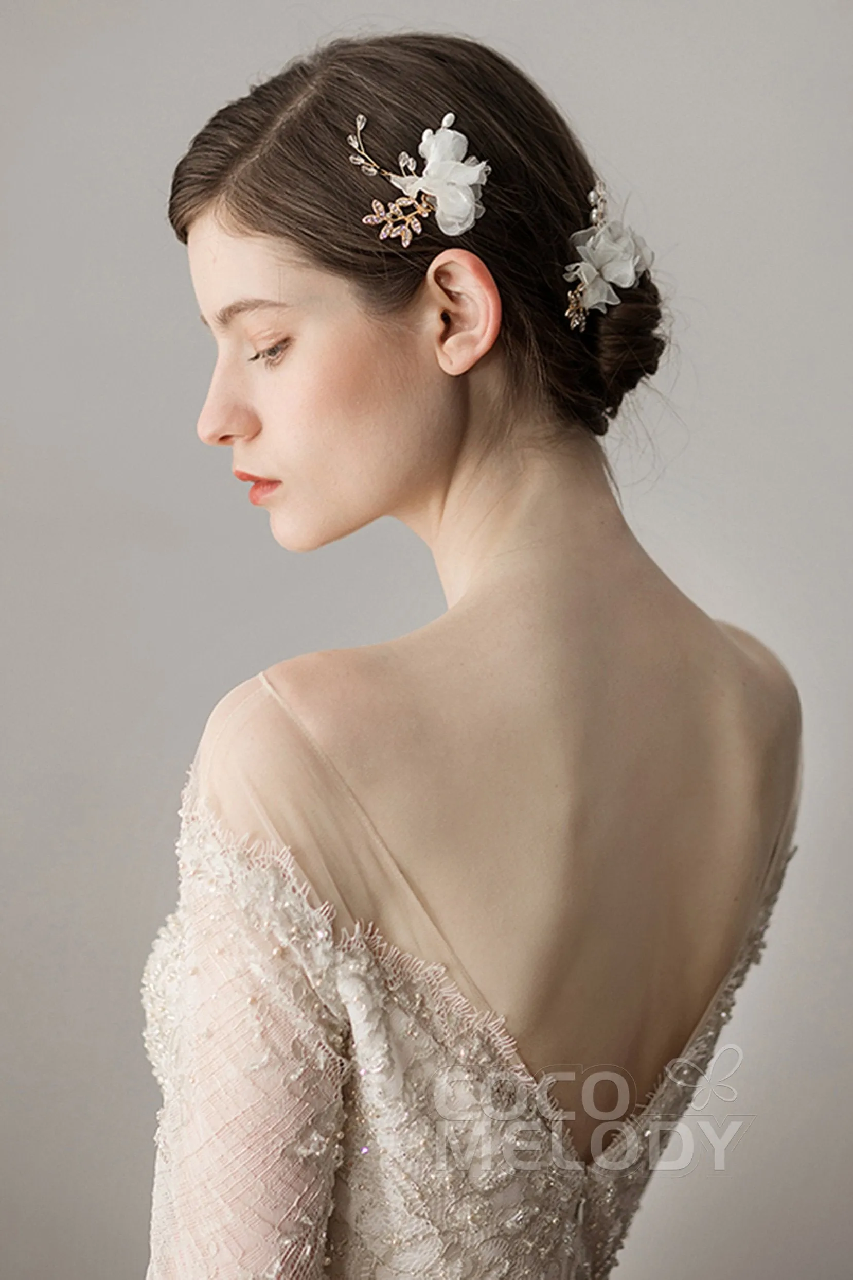 Alloy Hairpins with Flower Imitation Pearl Crystals AH18008 sold by Cocomelody product image thumbnail 4