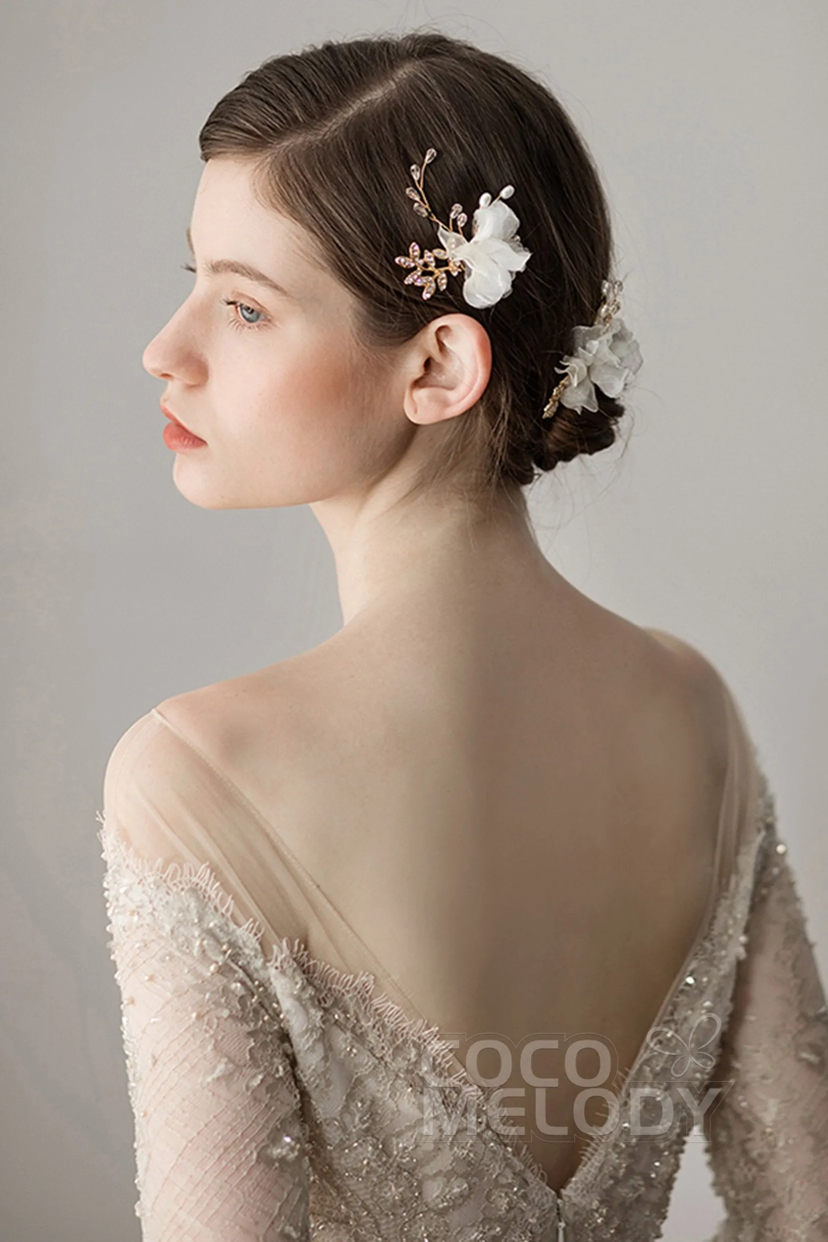 Alloy Hairpins with Flower Imitation Pearl Crystals AH18008 sold by Cocomelody product image thumbnail 3