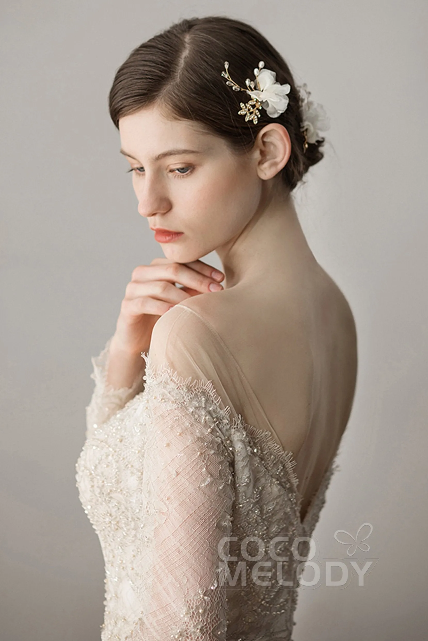 Alloy Hairpins with Flower Imitation Pearl Crystals AH18008 sold by Cocomelody product image thumbnail 2