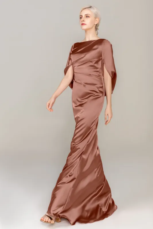 Sheath Sweep Train Luxe Satin Dress CS0314 sold by Cocomelody