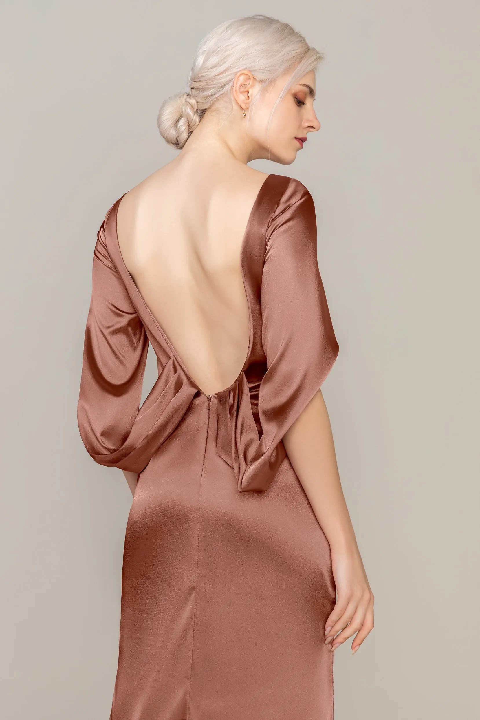 Sheath Sweep Train Acetate Satin Dress CS0314 sold by Cocomelody product image thumbnail 2