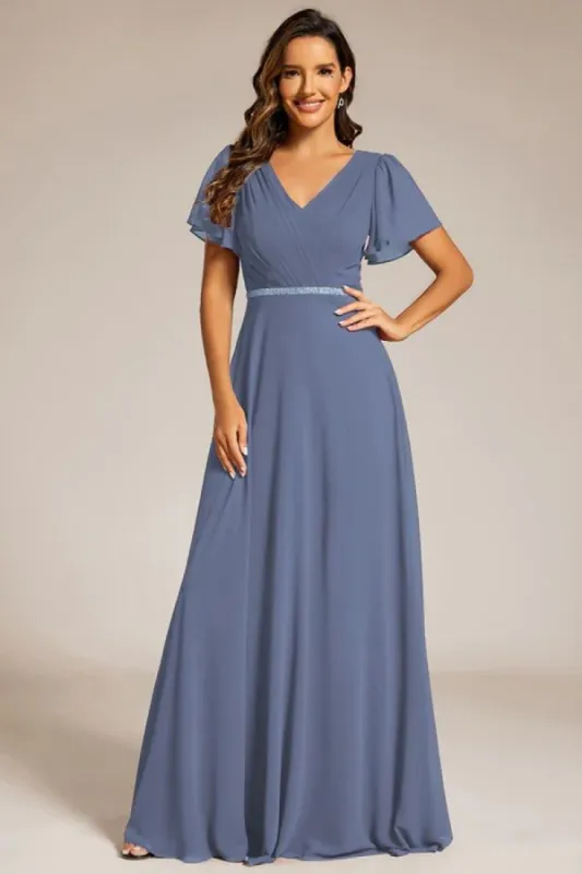 A-Line Sweep-Brush Train Chiffon Bridesmaid Dress CB0720 sold by Cocomelody