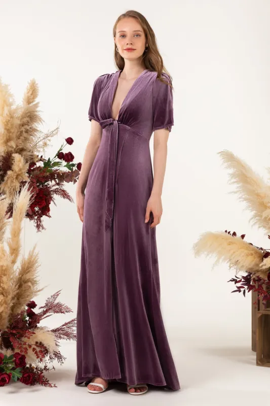 Sheath Sweep-Brush Train Velvet Bridesmaid Dress Formal Dresses CB0523 sold by Cocomelody