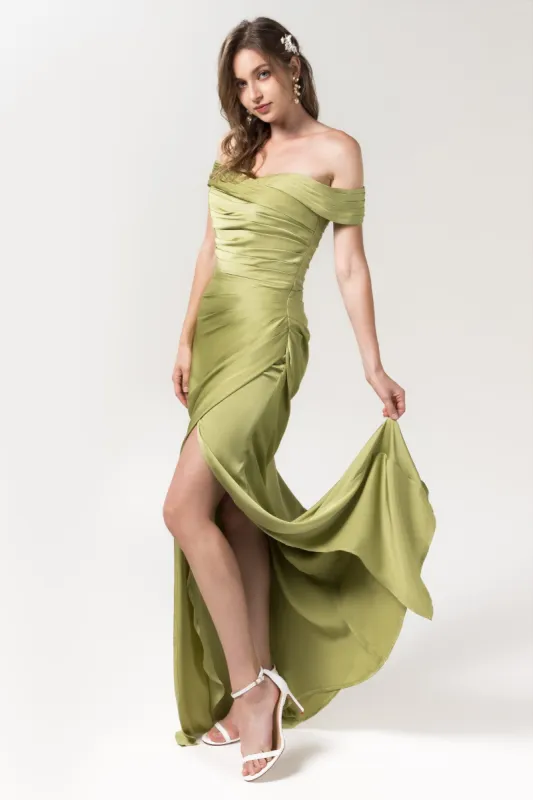 Sheath Floor Length Luxe Satin Bridesmaid Dress Formal Dresses CB0580 made by Cocomelody