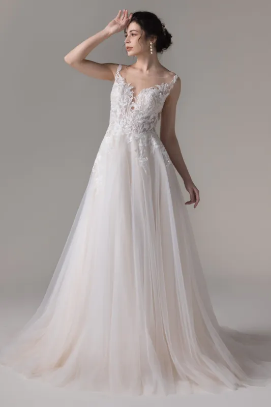A-Line Court Train Lace Tulle Wedding Dress CW2783 sold by Cocomelody