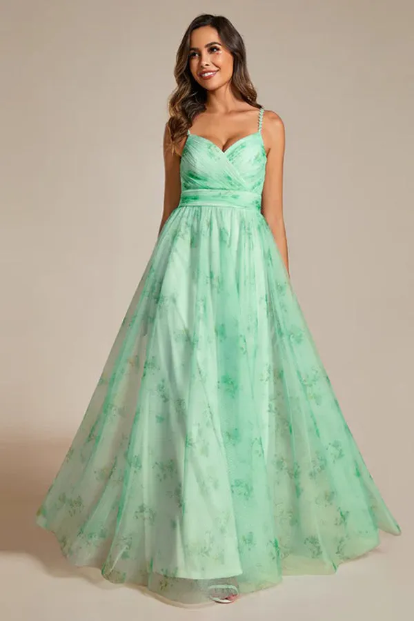 A-Line Floor Length Printed Chiffon Dress CS0671 sold by Cocomelody product image thumbnail 5