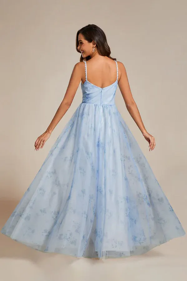 A-Line Floor Length Printed Chiffon Dress CS0671 sold by Cocomelody product image thumbnail 2