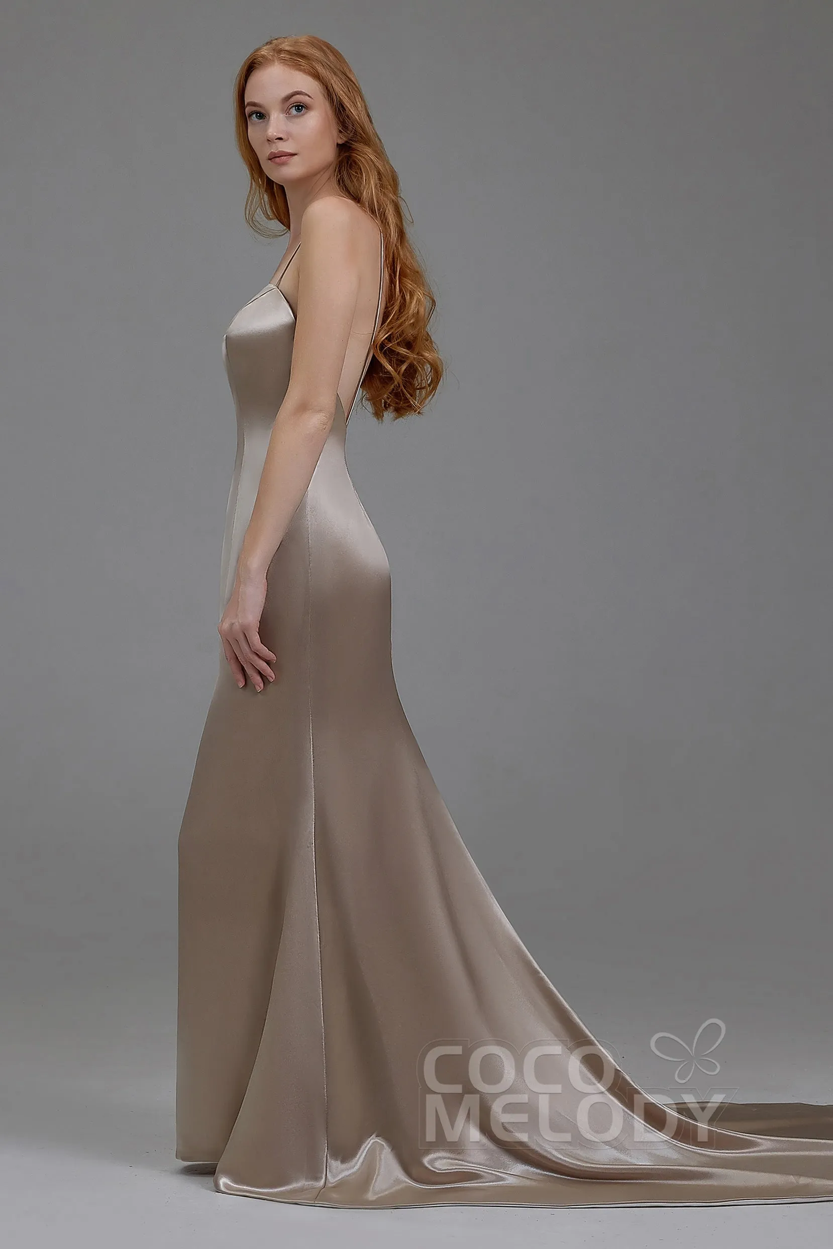 Mermaid Court Train Stretch Satin Wedding Lining LA18002 sold by Cocomelody product image thumbnail 3