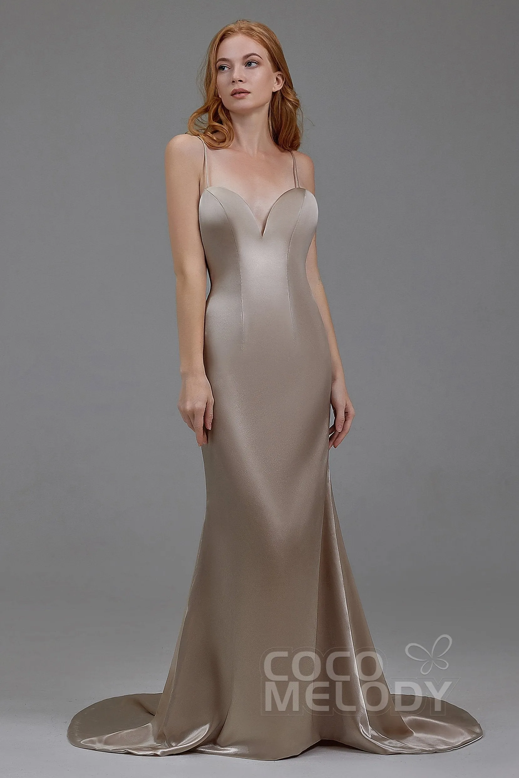 Mermaid Court Train Stretch Satin Wedding Lining LA18002 sold by Cocomelody