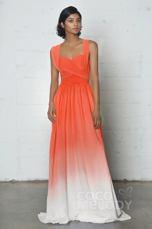 Sheath-Column Floor Length Chiffon Ombre Dress COZF17011 sold by Cocomelody