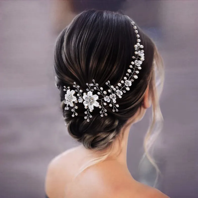 White resin flowers small plum hair spearhead hair accessories for brides 735452815069 sold by Cocomelody