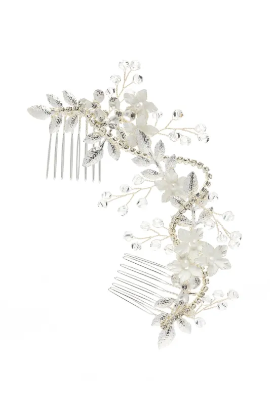 Alloy Hair Combs with Pearl Rhinestone CH0378 sold by Cocomelody